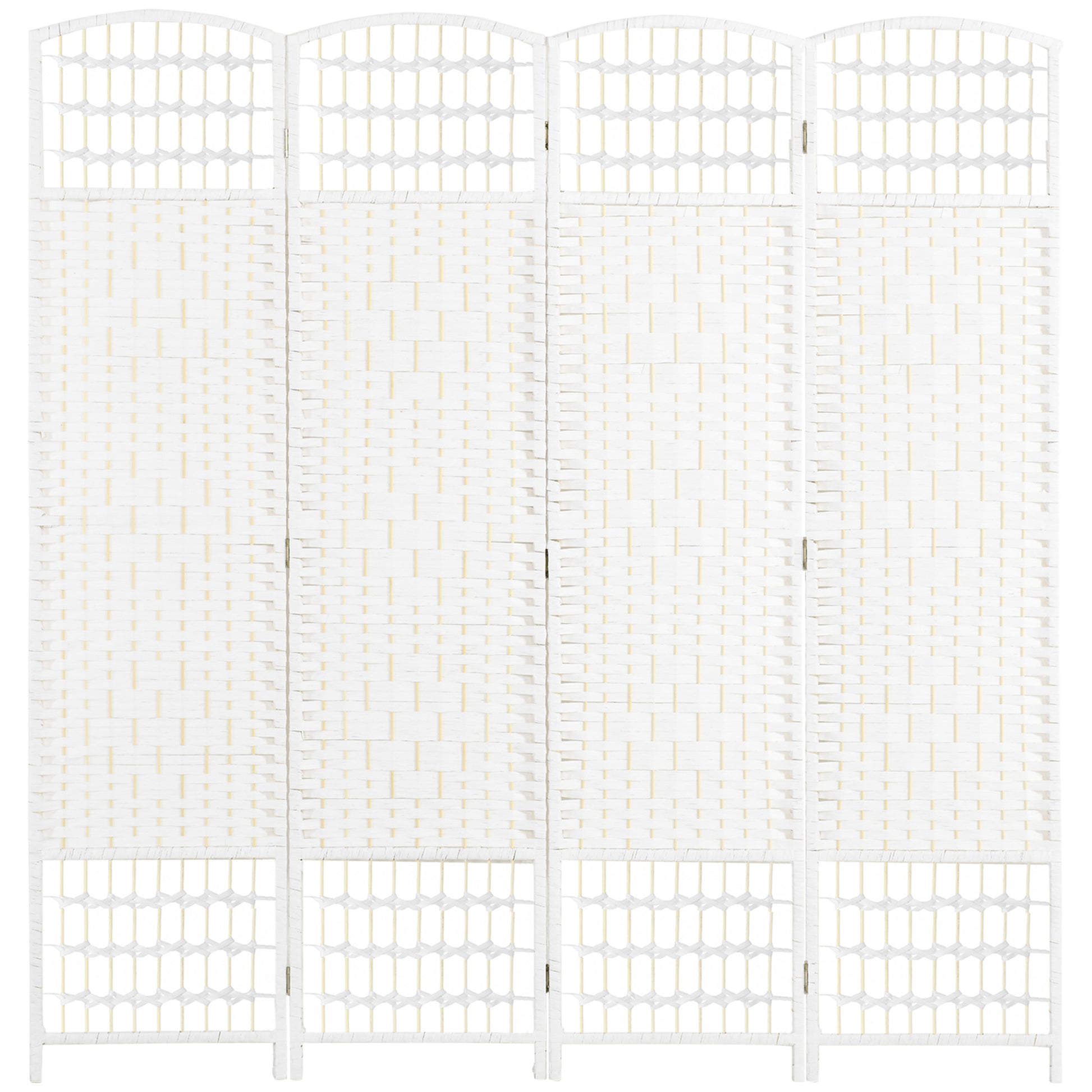 Photo of HOMCOM 4 Panel Folding Room Divider, Privacy Screen, Paravent Partition Separator for Living Room, Bedroom, White in White colour on a white background