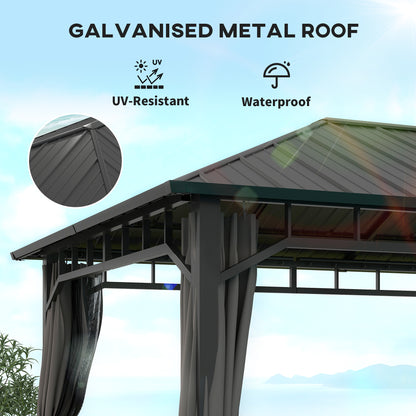 Outsunny gazebo roof detail showing galvanized metal panels and sturdy support frame