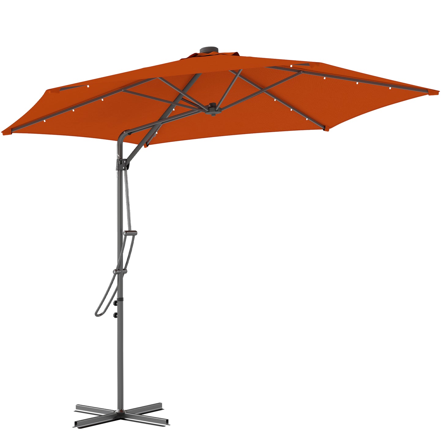 Photo of Outsunny 3(m) Solar LED Cantilever Parasol - Orange in Orange colour on a white background