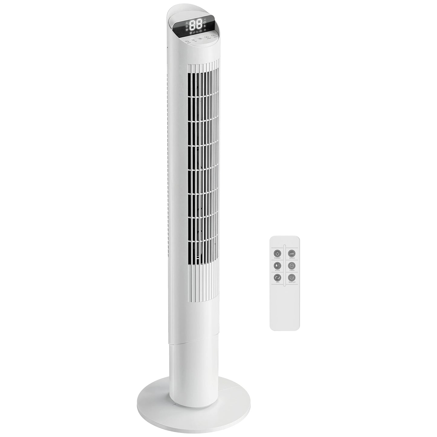Photo of HOMCOM Tower Fan with WiFi App Control Standing Floor Cooling Fan Remote Control 101.8 cm White in White colour on a white background