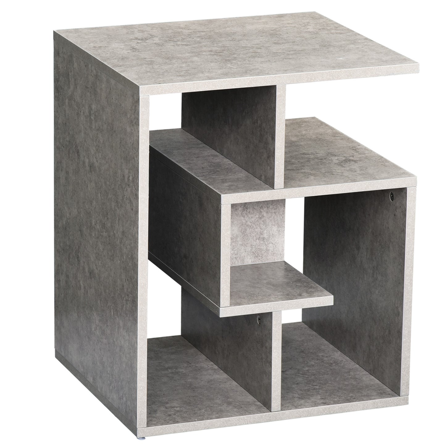 Photo of HOMCOM Side Table, 3 Tier End Table with Open Storage Shelves for Living Room, Bedroom, Cement Colour in Colour colour on a white background