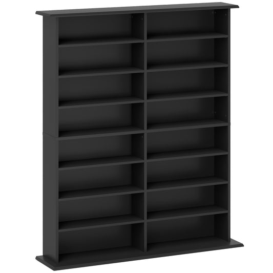 Photo of HOMCOM 16-Compartment Media Shelf - Black in Black colour on a white background