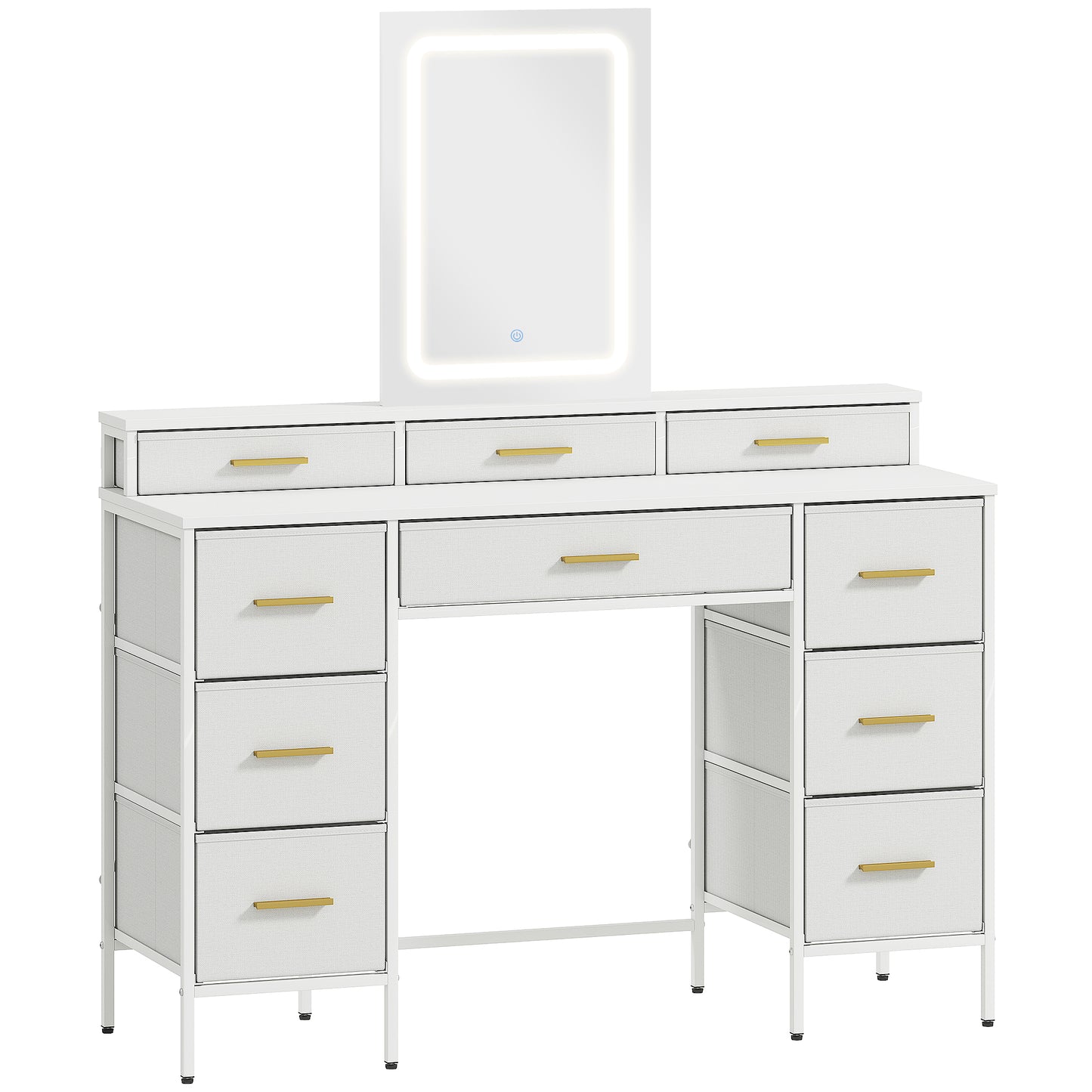 Photo of HOMCOM Multi-Storage Elegant Dressing Table, with LED Mirror - White in White colour on a white background