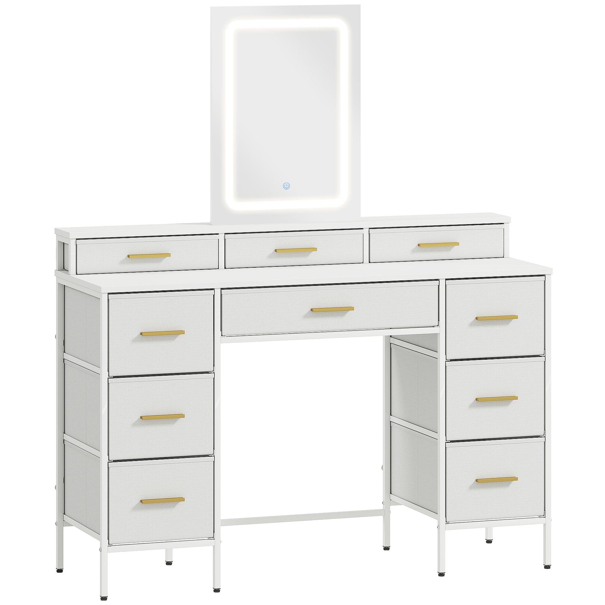 Photo of HOMCOM Multi-Storage Elegant Dressing Table, with LED Mirror - White in White colour on a white background