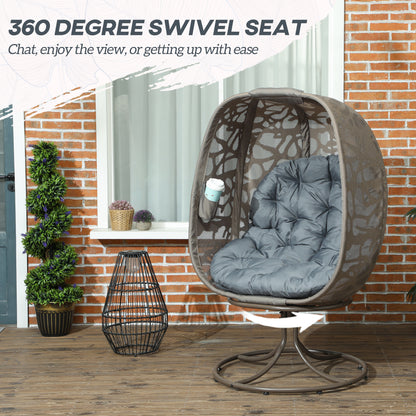 Outsunny swivel egg chair with cushioned basket seat and 360-degree swivel base