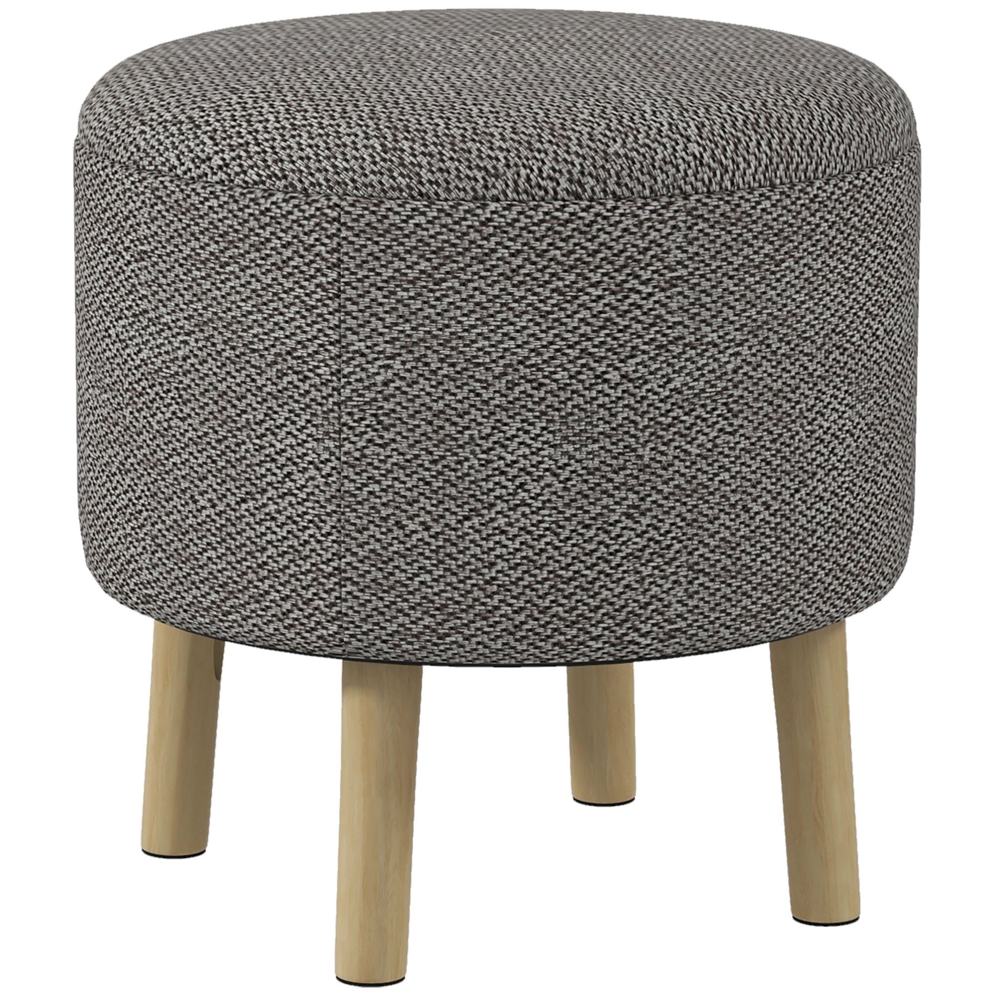 Photo of HOMCOM Round Linen-Look Storage Ottoman - Light Grey in Grey colour on a white background