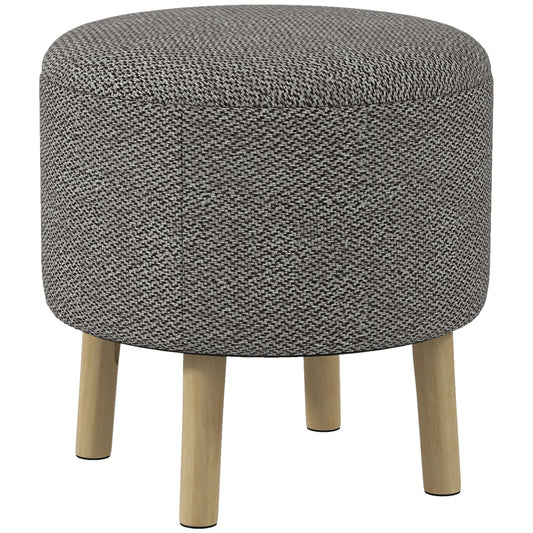 Photo of HOMCOM Round Linen-Look Storage Ottoman - Light Grey in Grey colour on a white background