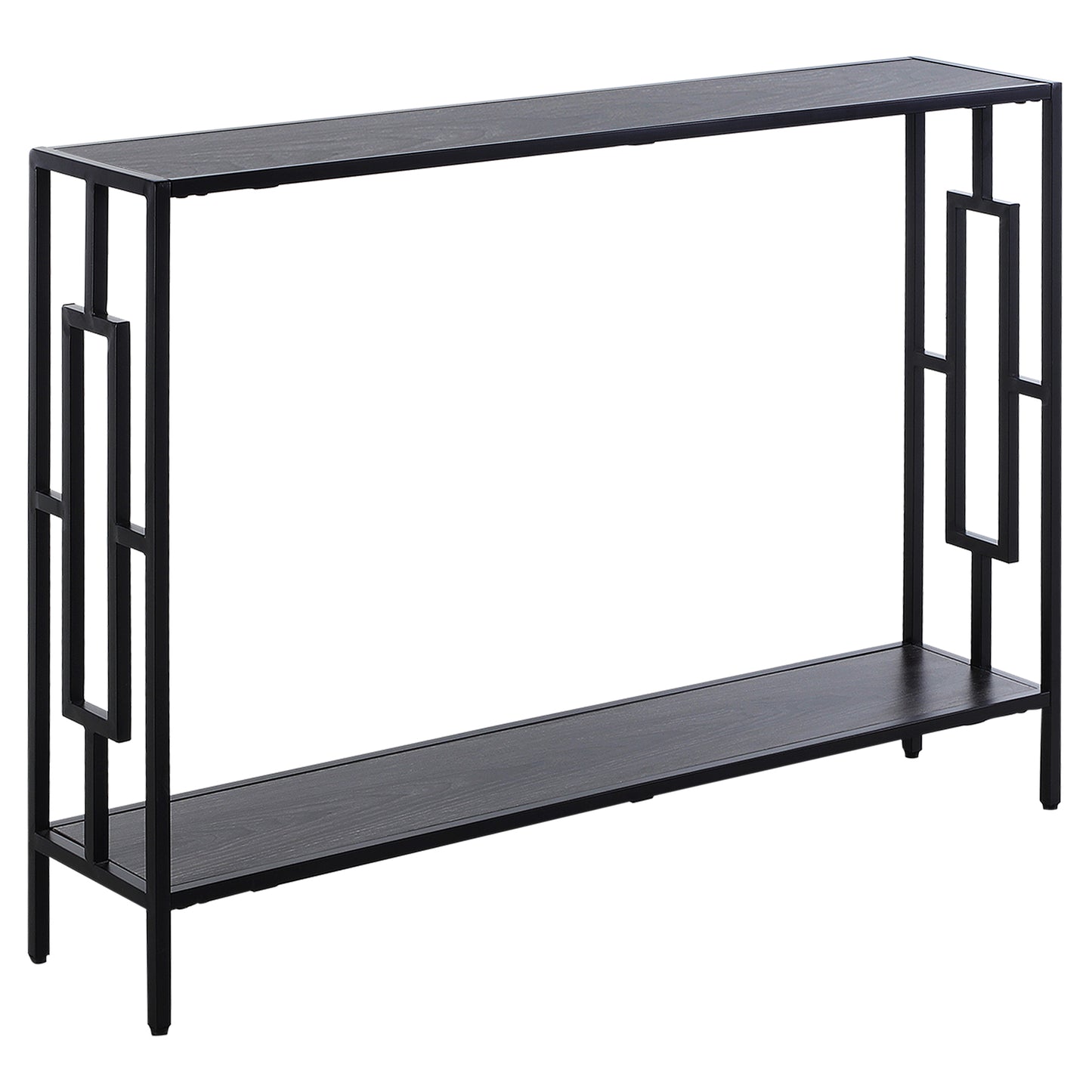 Photo of HOMCOM Industrial Console Table with Storage Shelf, Narrow Hallway Dressing Desk with Metal Frame for Living Room, Bedroom, Grey and Black in Black colour on a white background