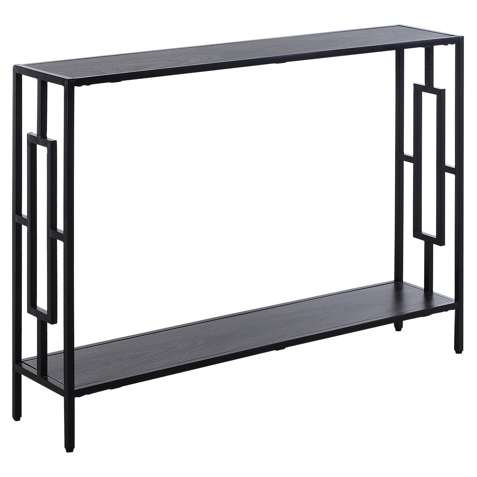 Photo of HOMCOM Industrial Console Table with Storage Shelf, Narrow Hallway Dressing Desk with Metal Frame for Living Room, Bedroom, Grey and Black in Black colour on a white background