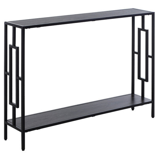 Photo of HOMCOM Industrial Console Table with Storage Shelf, Narrow Hallway Dressing Desk with Metal Frame for Living Room, Bedroom, Grey and Black in Black colour on a white background