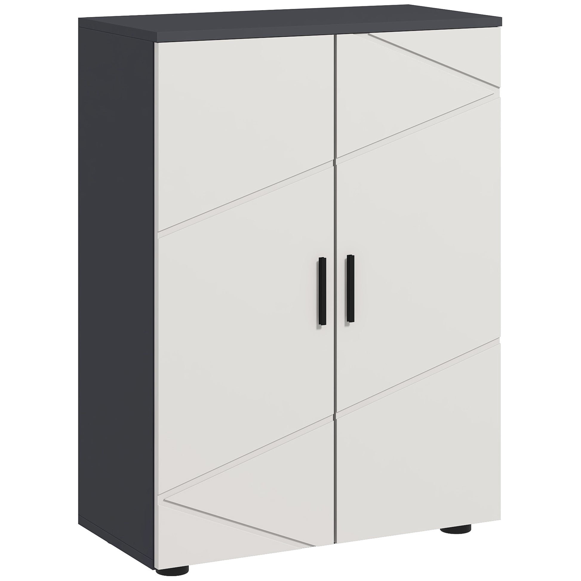 Photo of kleankin Small Bathroom Cabinet, Bathroom Storage Cabinet with 2-Doors Cupboard, 2 Adjustable Shelves and Soft Close Mechanism, Grey in Grey colour on a white background