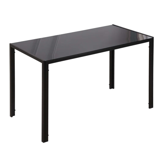 Photo of HOMCOM 120cm Dining Table, Rectangle 4 Seater Kitchen Table with Tempered Glass Top and Metal Legs for Dining Room, Living Room (Chairs Not Included), Black in Black colour on a white background