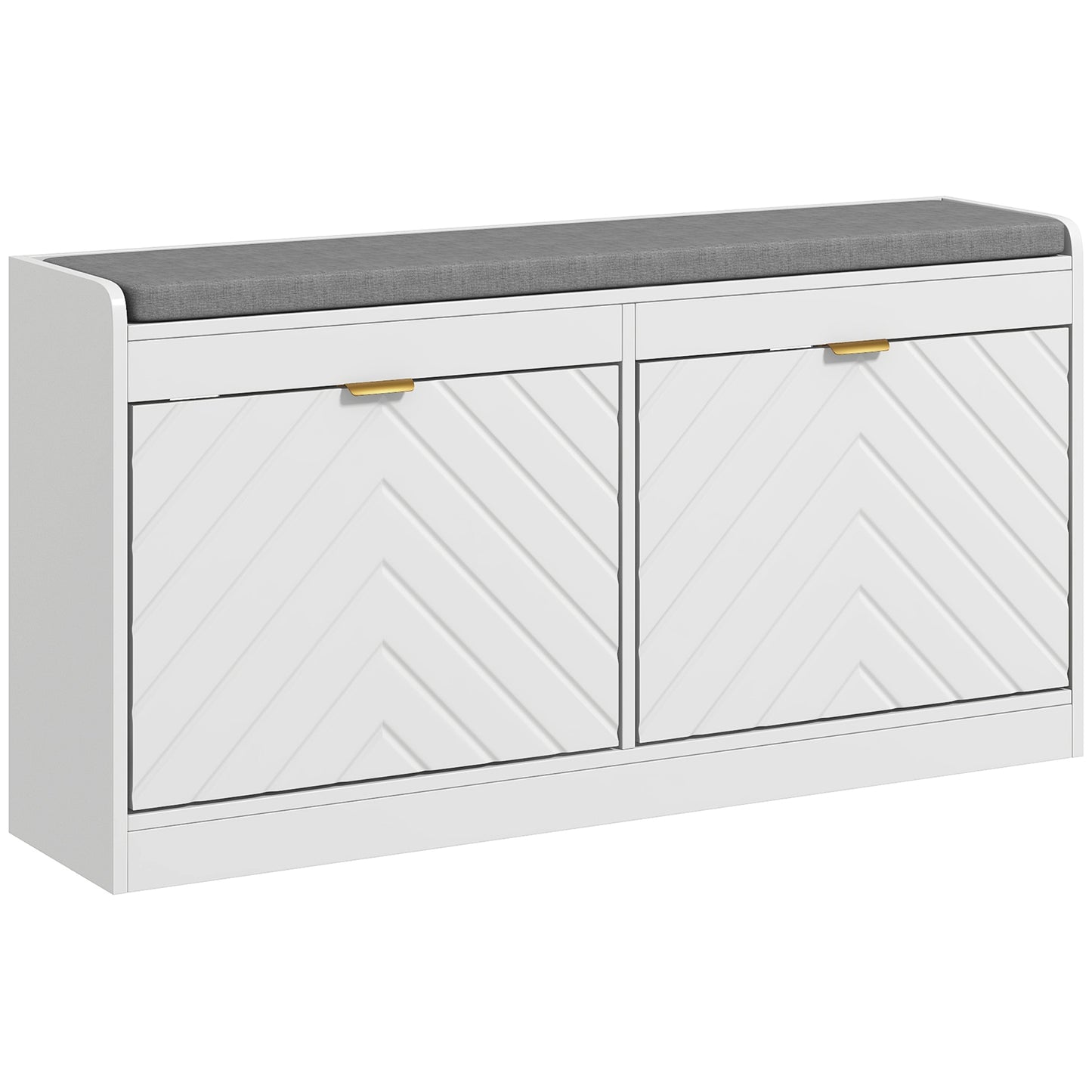 Photo of HOMCOM Shoe Storage with Seat, Upholstered Entryway Bench, Shoe Bench with 2 Flip Drawers and 4 Vents for 8 Pairs of Shoes in Shoes colour on a white background