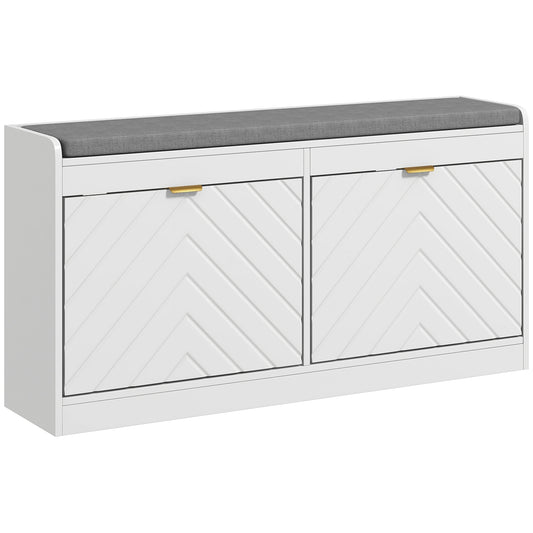 Photo of HOMCOM Shoe Storage with Seat, Upholstered Entryway Bench, Shoe Bench with 2 Flip Drawers and 4 Vents for 8 Pairs of Shoes in Shoes colour on a white background