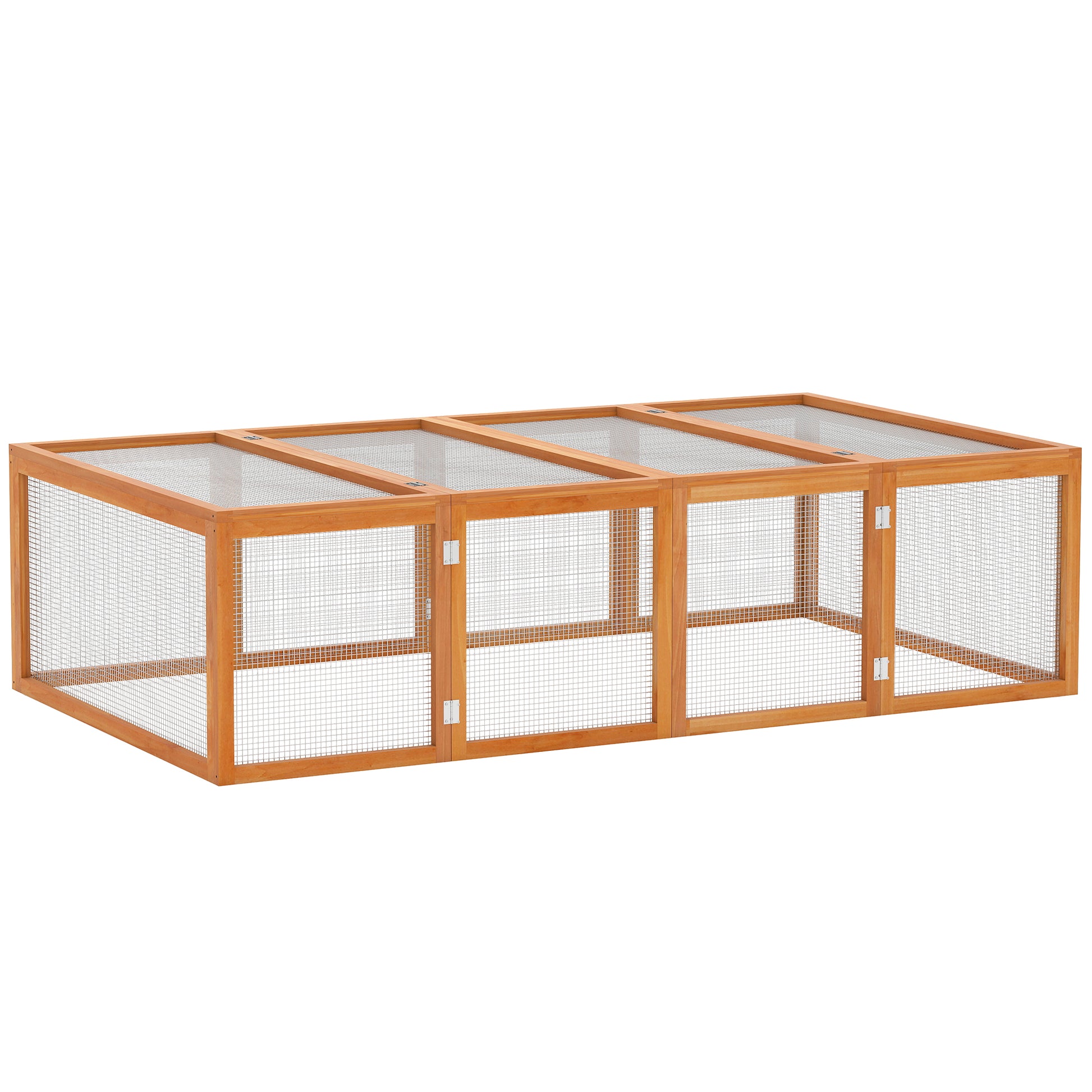 Photo of PawHut Wooden Rabbit Hutch Cage 6ft with Wire Mesh, Openable Roof, Play Space for Outdoor, Natural Wood Finish in Finish colour on a white background