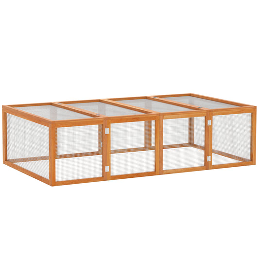 Photo of PawHut Wooden Rabbit Hutch Cage 6ft with Wire Mesh, Openable Roof, Play Space for Outdoor, Natural Wood Finish in Finish colour on a white background