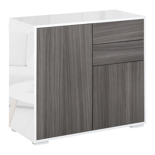 Photo of HOMCOM High Gloss Frame Sideboard, Side Cabinet, Push-Open Design with 2 Drawer for Living Room, Bedroom, Grey in Grey colour on a white background