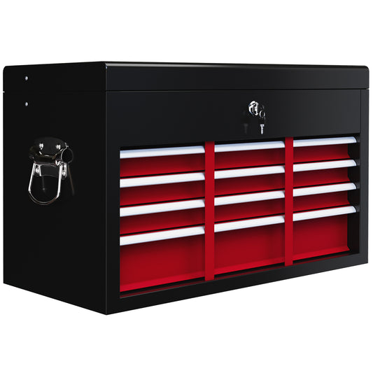 Photo of HOMCOM Steel Six Drawer Tool Storage Carry Chest, with Lock and Keys - Red in Red colour on a white background