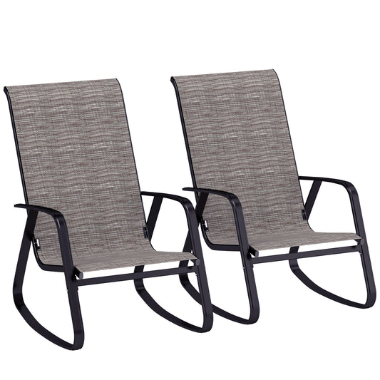 Photo of Outsunny Set of Two Rocking Garden Chairs - Light Brown in Brown colour on a white background