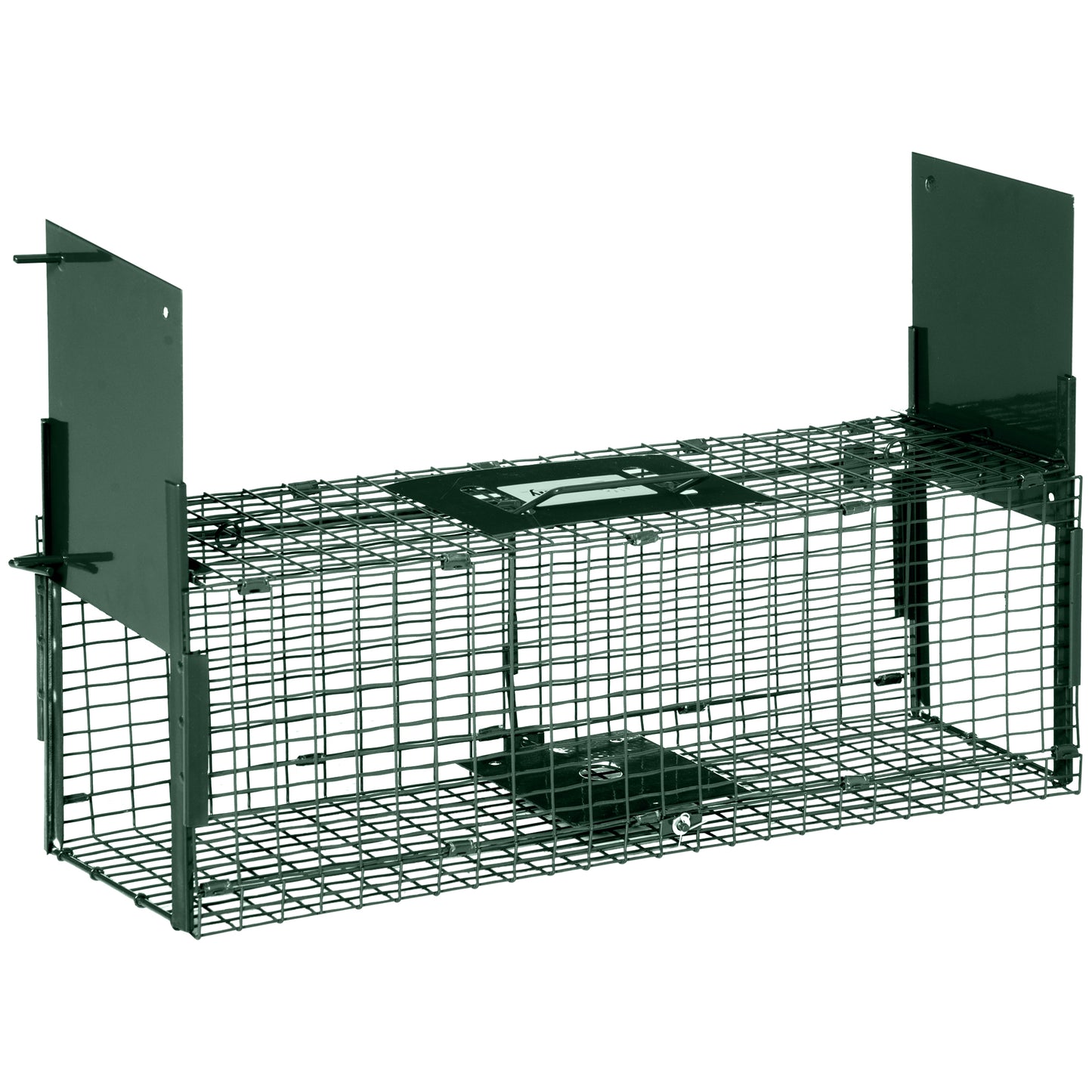 Photo of Outsunny Animal Trap Cage, Humane Rat Trap with Double Doors, Squirrel Trap for Indoors & Outdoors, Catch and Release Mice, Rats, Rodents, 60 x 18 x 20 cm, Green in Green colour on a white background