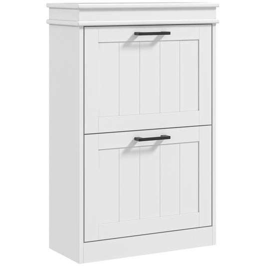 Photo of HOMCOM Two-Drawer Minimalistic 10-Shoe Cabinet - White in White colour on a white background