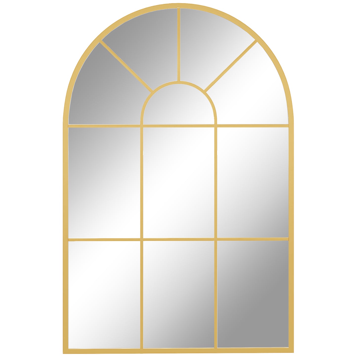 Photo of HOMCOM 90 X 61cm Arched Grid Mirror - Gold Tone in Tone colour on a white background