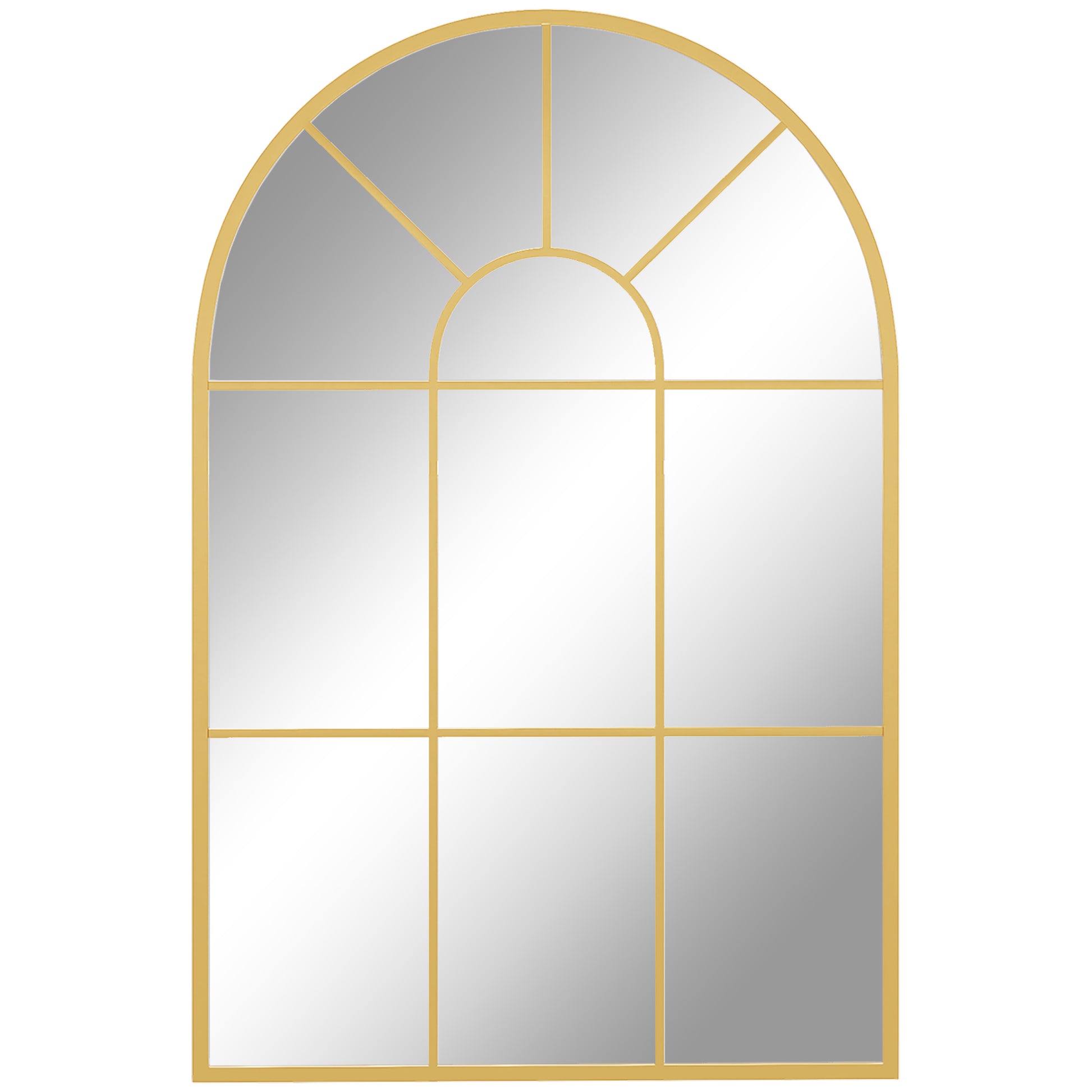 Photo of HOMCOM 90 X 61cm Arched Grid Mirror - Gold Tone in Tone colour on a white background