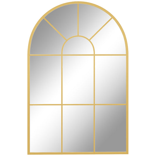 Photo of HOMCOM 90 X 61cm Arched Grid Mirror - Gold Tone in Tone colour on a white background
