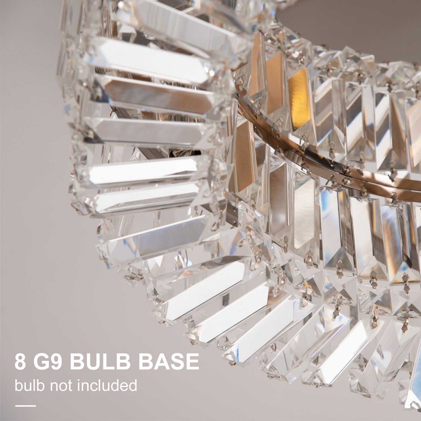 HOMCOM Crystal Ceiling Lights Set of 2, Modern Flush Chandeliers with Stainless Steel Base, Pendant Lights for Living Room Bedroom Dining Room, Silver Tone