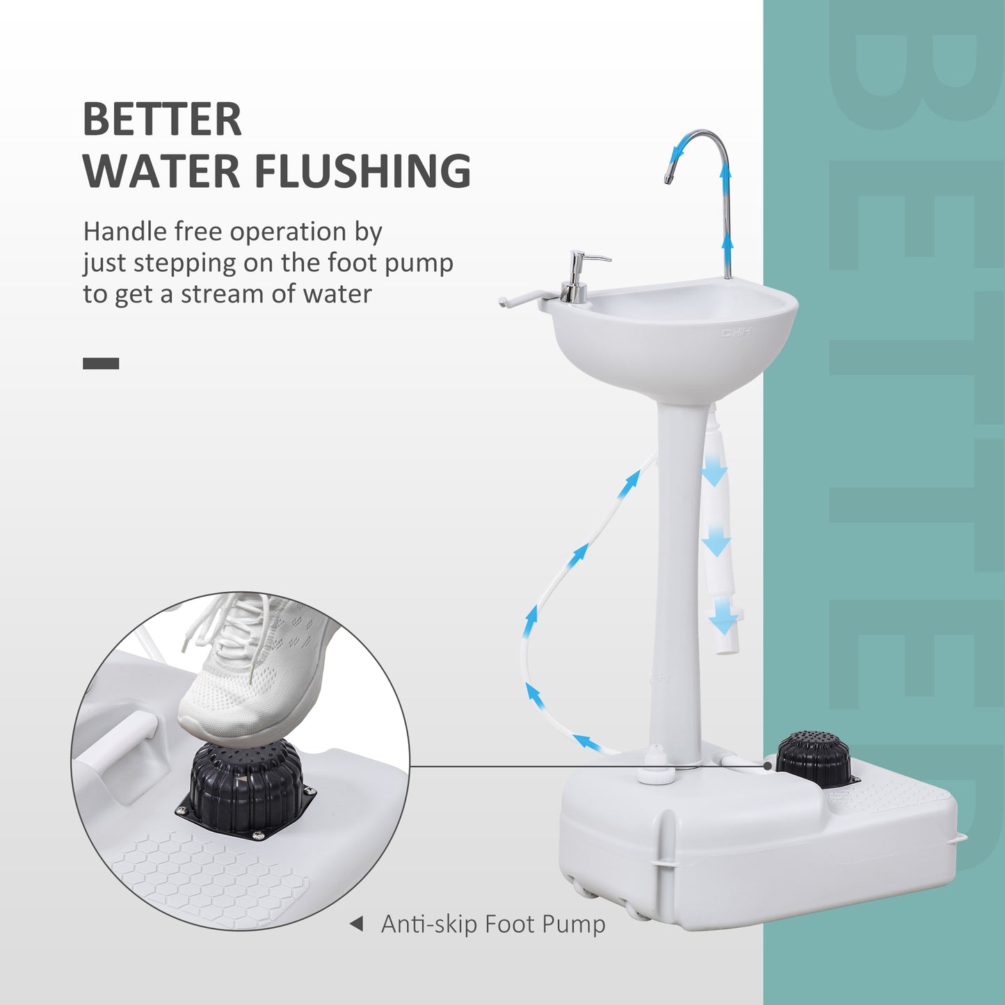Outsunny Camping Sink, 17L Portable Hand Wash Station with Towel Holder, Soap Dispenser and Rolling Wheels, Outdoor Sink for Events, Gatherings, Worksite