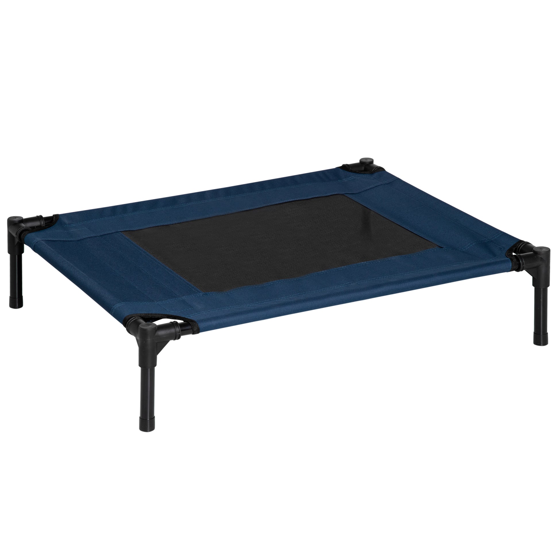 Photo of PawHut Raised Dog Bed Cat Elevated Lifted Puppy Pet Elevated Cot Portable Camping Basket – Blue (Medium) in (Medium) colour on a white background
