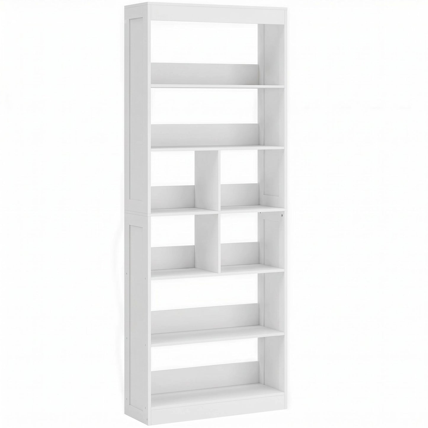 Photo of HOMCOM Bookcase, 6-Tier Bookshelf with Open Storage Shelves, Cubes, 180 cm Tall Display Shelf with Anti-Tipping Design, White in White colour on a white background