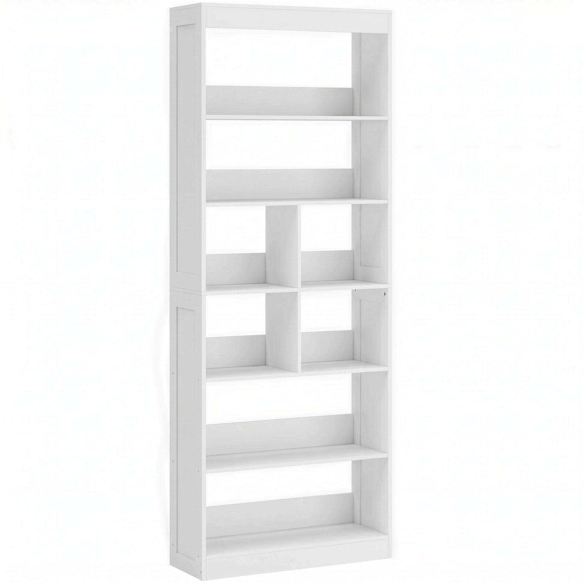 Photo of HOMCOM Bookcase, 6-Tier Bookshelf with Open Storage Shelves, Cubes, 180 cm Tall Display Shelf with Anti-Tipping Design, White in White colour on a white background