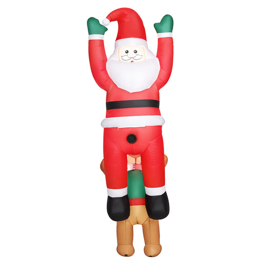 Photo of Outsunny 7FT Hanging Christmas Inflatable Santa with Dog, Christmas Blow Up Decoration with Built-in LED Lights for Garden, Indoor Outdoor Home Decor in Decor colour on a white background
