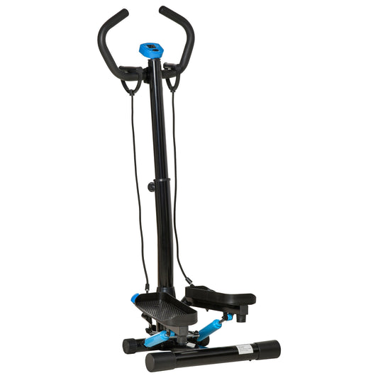 Photo of HOMCOM Adjustable Twist Stepper Fitness Step Machine, LCD Screen, Height-Adjust Handlebars, Home Gym, Black and Blue in Blue colour on a white background