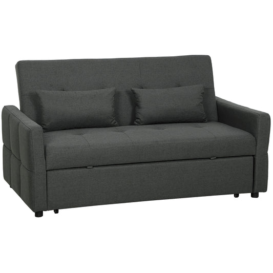 Photo of HOMCOM Three-Way Two-Seater Sofa Bed - Charcoal Grey in Grey colour on a white background