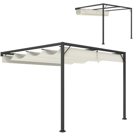 Photo of Outsunny 3 x 3 m Pergola, with Sliding Canopy - Cream White in White colour on a white background