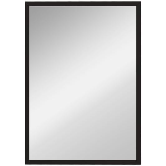 Photo of HOMCOM Wall Bathroom Mirror, 70 x 50 cm Wall-Mounted Mirror for Living Room, Bedroom, Hallway, Black in Black colour on a white background