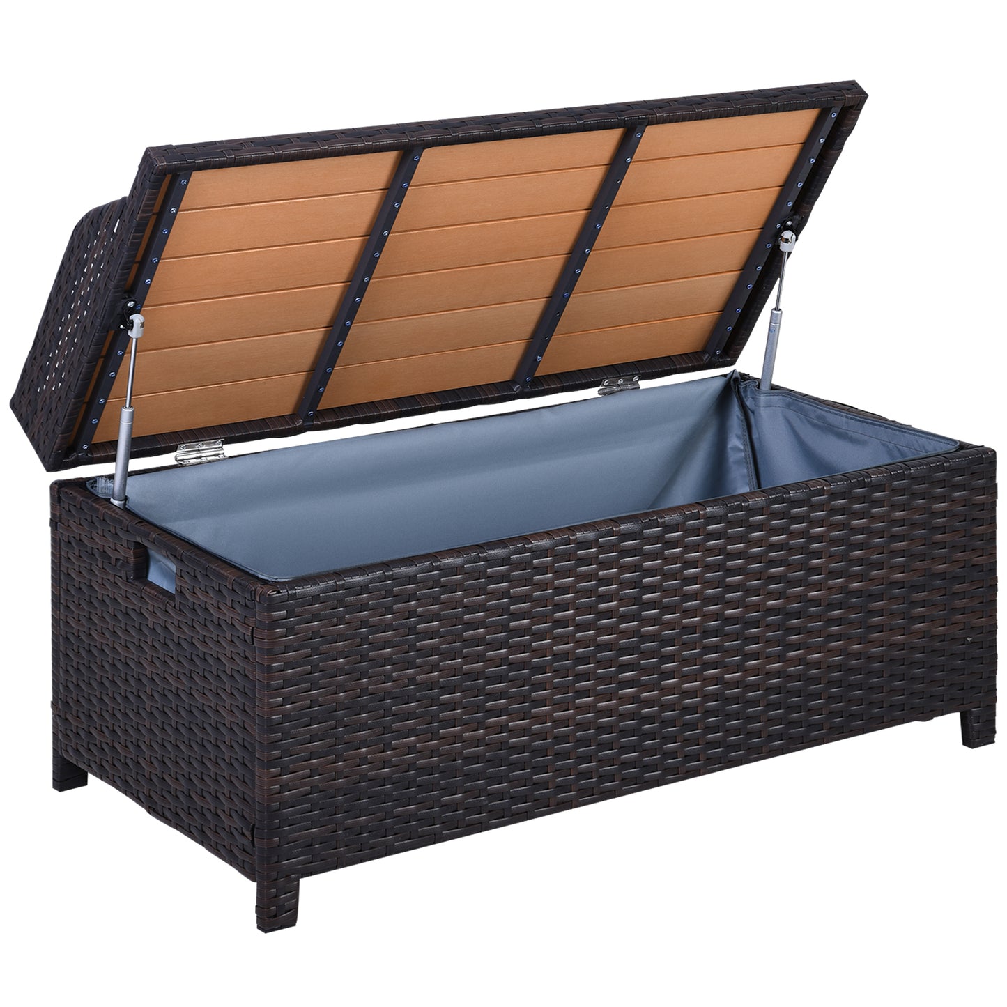 Photo of Outsunny 130 L Rattan Garden Storage Box, with Seat - Mixed Brown in Brown colour on a white background