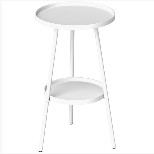 Photo of Outsunny Two-Tier Metal Garden Table - White in White colour on a white background