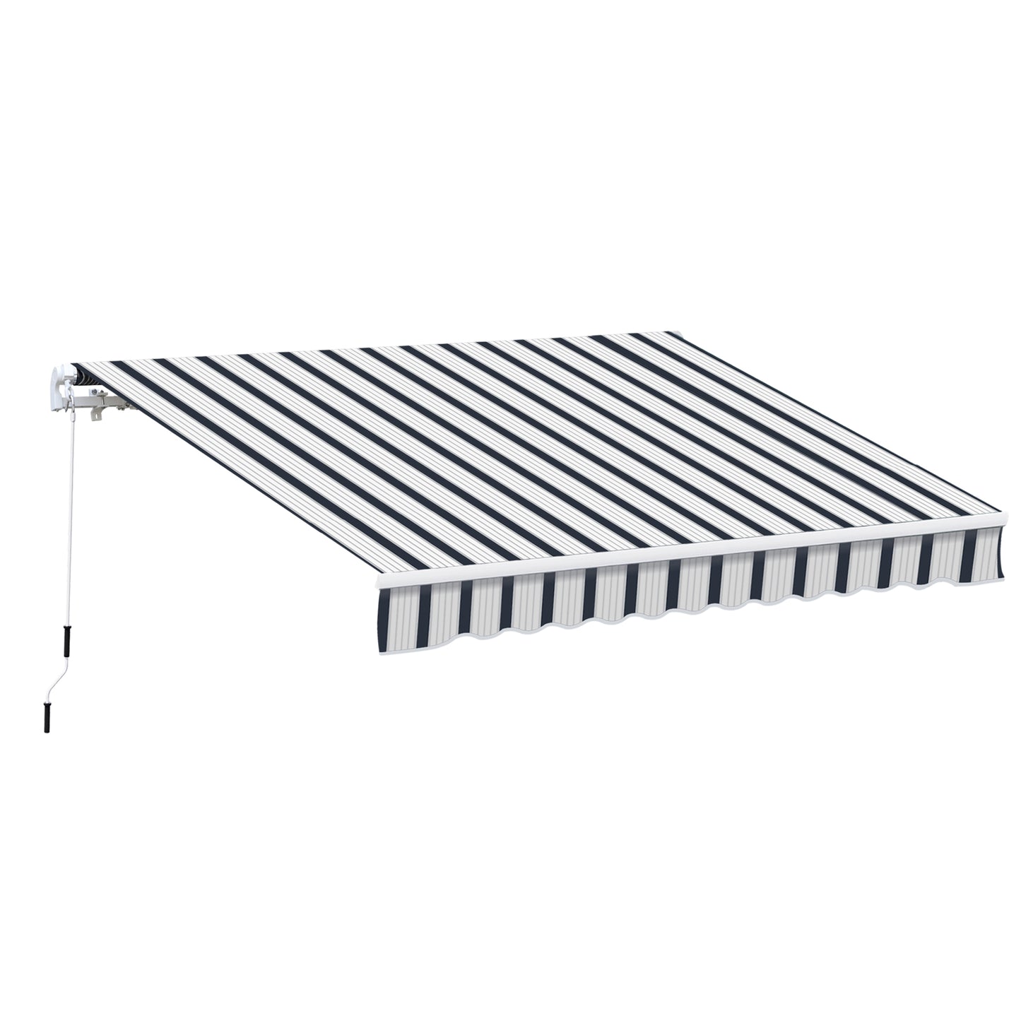 Photo of Outsunny Manual Retractable Awning, 4x3 m-Blue/White in m-Blue/White colour on a white background