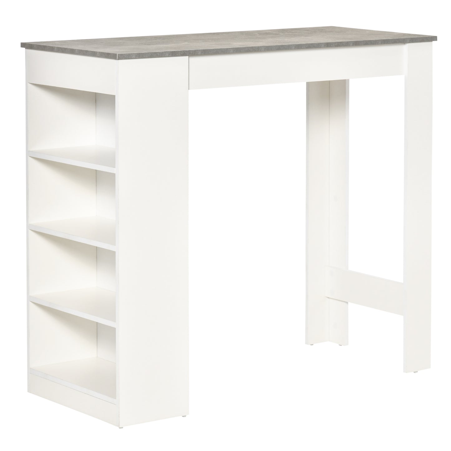 Photo of HOMCOM Bar Table, Dining Table with 4-Tier Storage Shelf for Breakfast Bar, Kitchen, Dining Room, Living Room, Grey in Grey colour on a white background