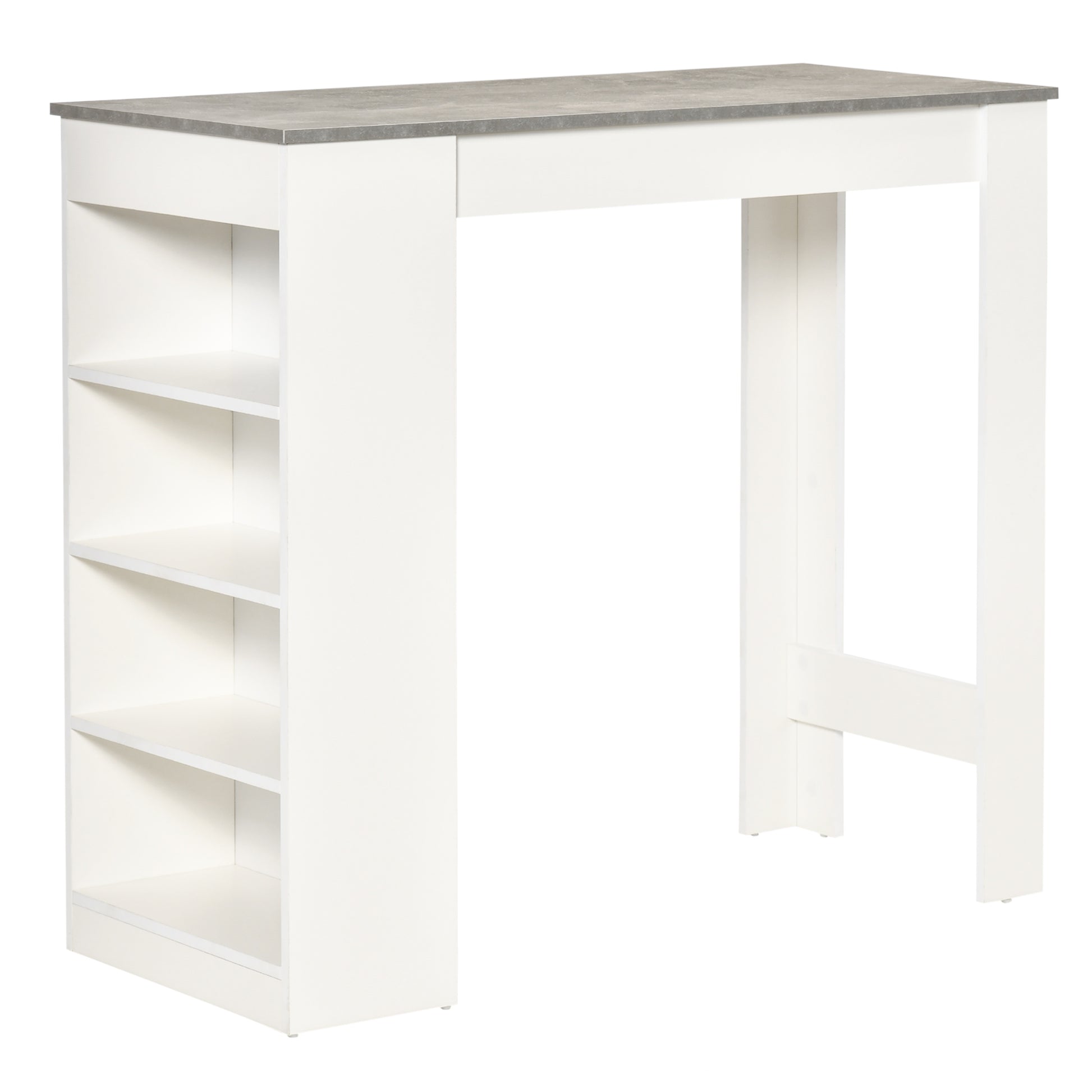 Photo of HOMCOM Bar Table, Dining Table with 4-Tier Storage Shelf for Breakfast Bar, Kitchen, Dining Room, Living Room, Grey in Grey colour on a white background