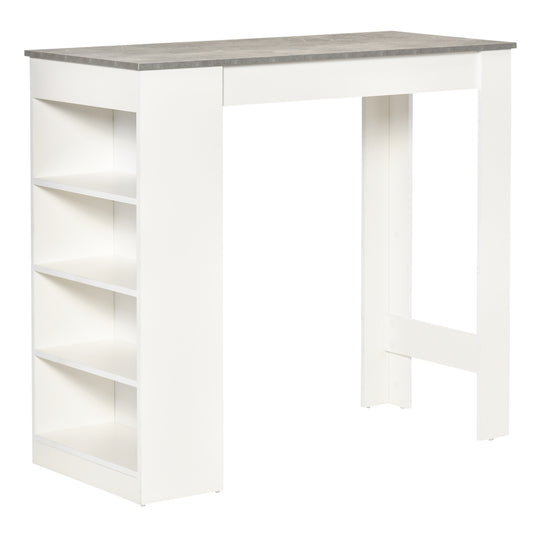 Photo of HOMCOM Bar Table, Dining Table with 4-Tier Storage Shelf for Breakfast Bar, Kitchen, Dining Room, Living Room, Grey in Grey colour on a white background