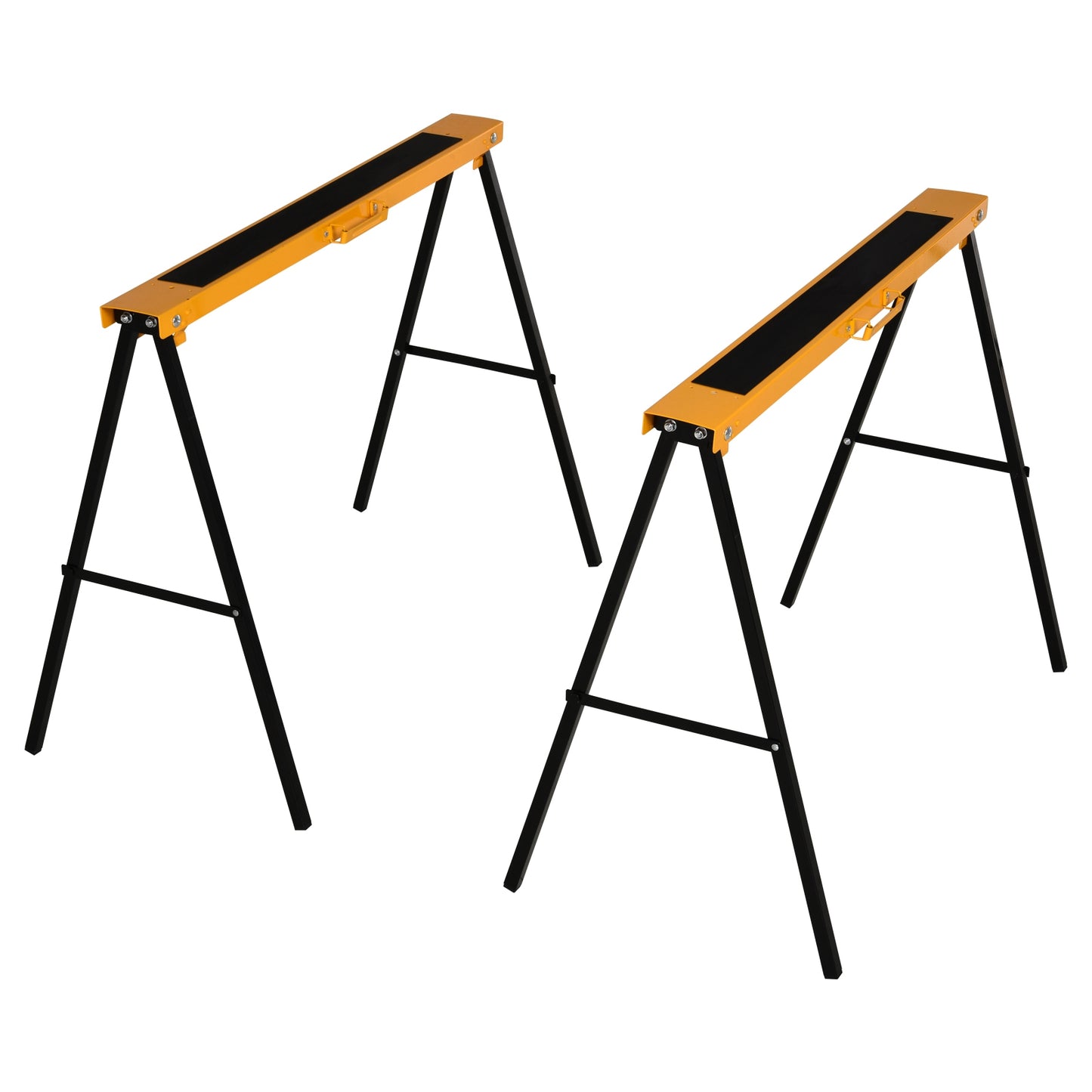 Photo of HOMCOM 2PCS Saw Horse Twin Pack Folding Workbench Metal Trestle Stands with Non-slip EVA Surface for Sawing Work Max Load 125kg in 125kg colour on a white background