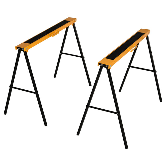 Photo of HOMCOM 2PCS Saw Horse Twin Pack Folding Workbench Metal Trestle Stands with Non-slip EVA Surface for Sawing Work Max Load 125kg in 125kg colour on a white background