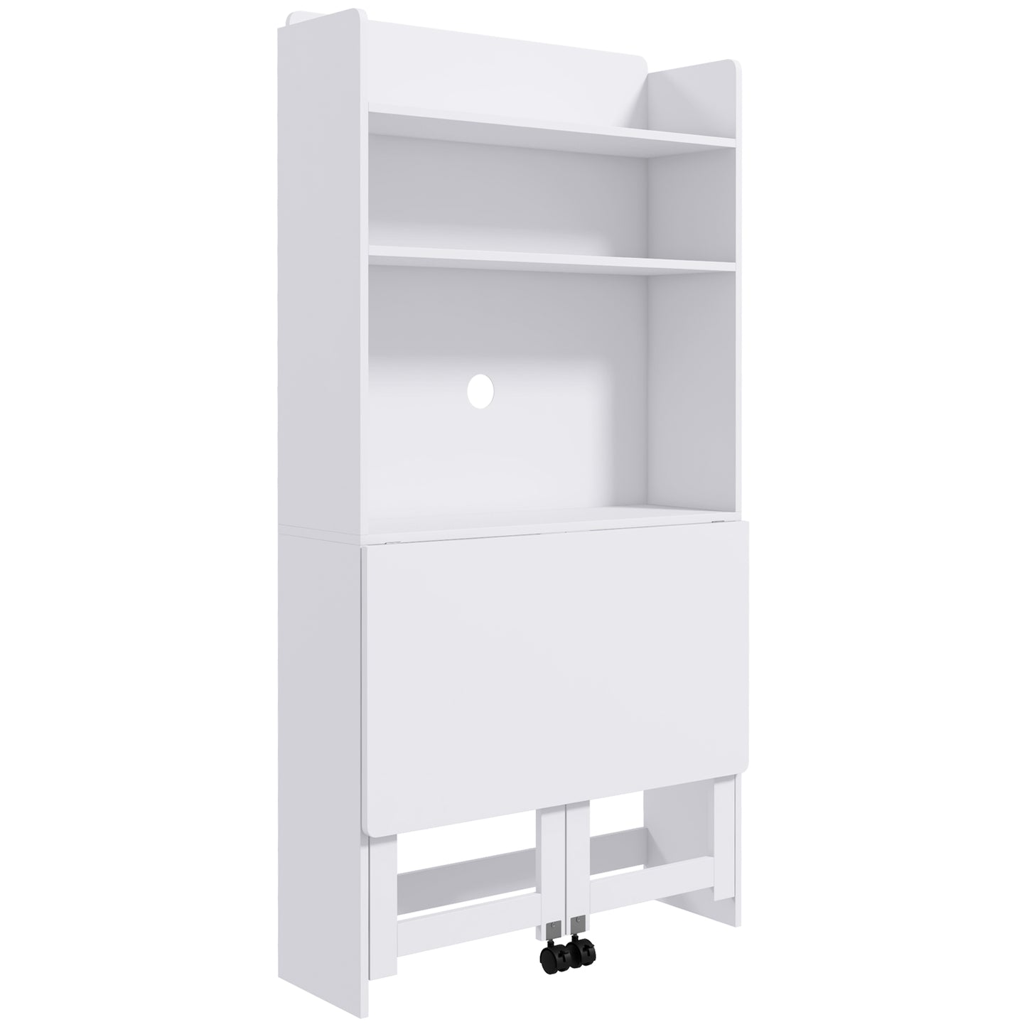 Photo of HOMCOM Foldable Desktop, Computer Desk with Storage Shelves, 80 x 69 x 155 cm, White in White colour on a white background
