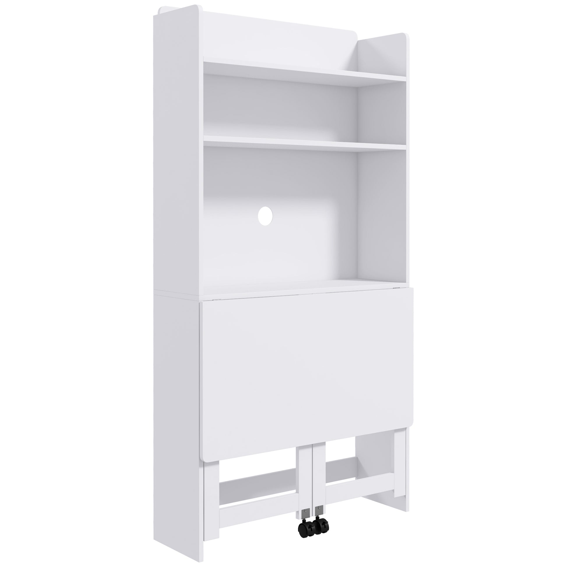 Photo of HOMCOM Foldable Desktop, Computer Desk with Storage Shelves, 80 x 69 x 155 cm, White in White colour on a white background