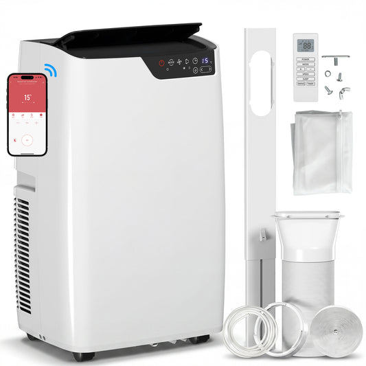 Photo of HOMCOM Portable Air Conditioner 12000 BTU, 4-in-1 AC Unit with Cool, Dehumidifier, Fan, Sleep Mode, WiFi Voice Remote Control in Control colour on a white background