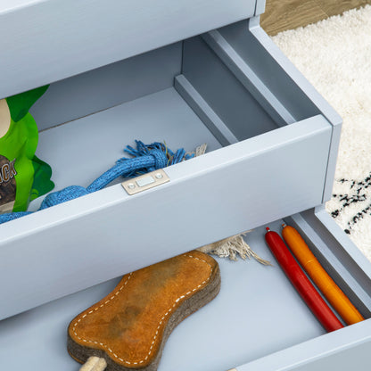 PawHut pet stair storage drawers shown open with toys inside